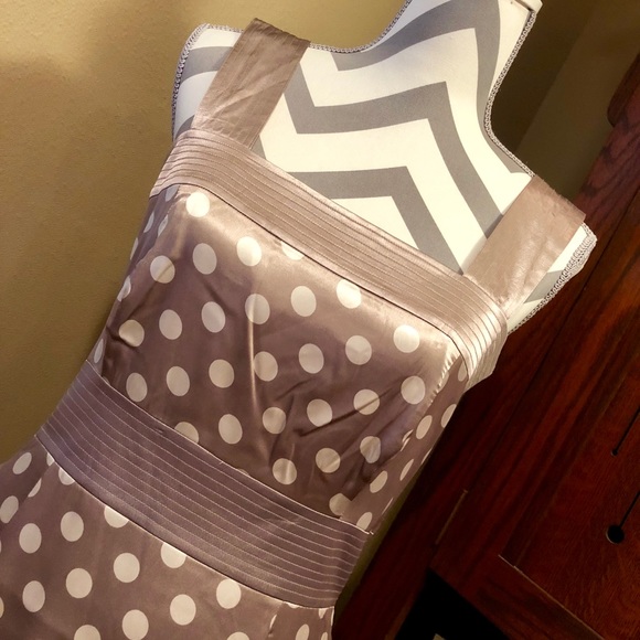 🆕 BCBG Taupe Polka Dot and Print Dress - Picture 5 of 6
